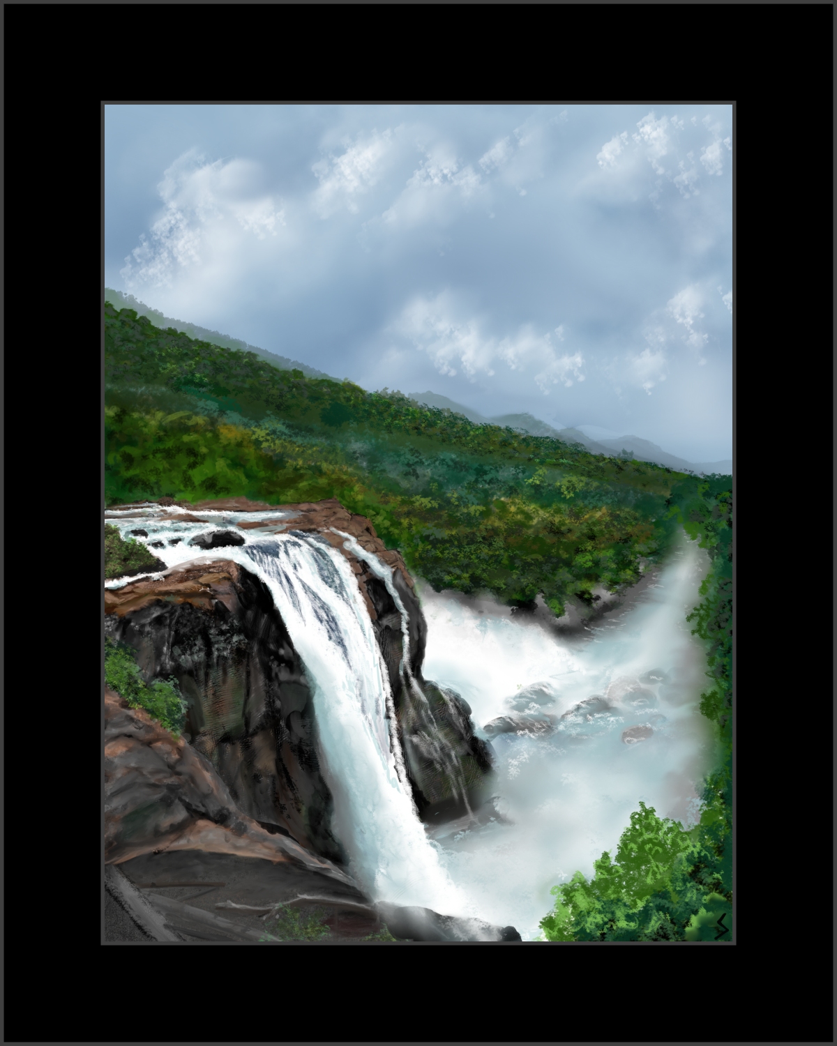 Digital Painting using Infinite Painterby Sumathi - Athirappilly Falls, Kerala