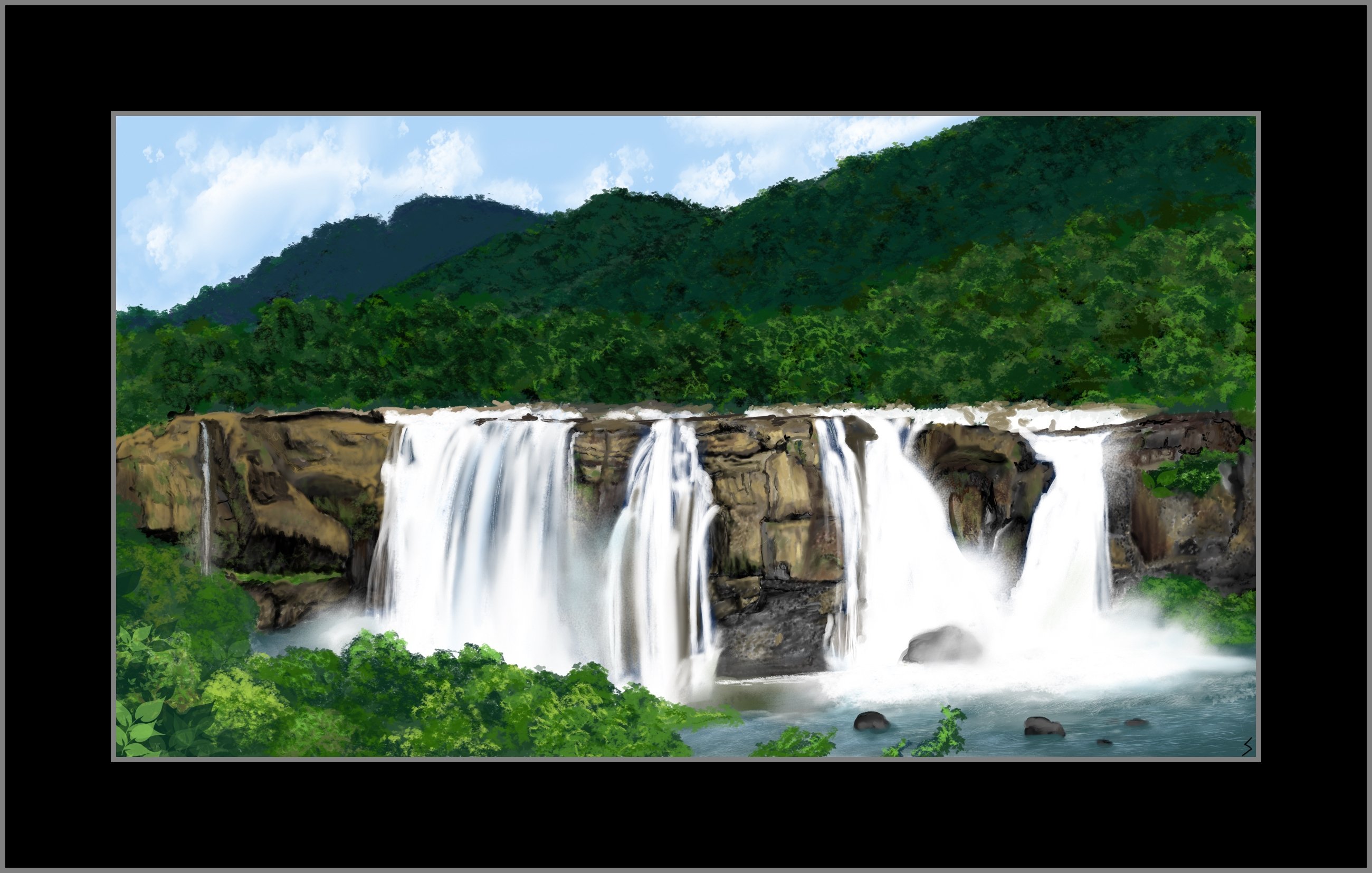 Digital Painting using Infinite Painterby Sumathi - Athirappilly Falls, Kerala